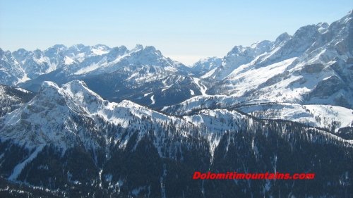 ski tracks on distance of civetta area