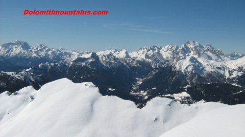 a sight on marmolada and ski tracks