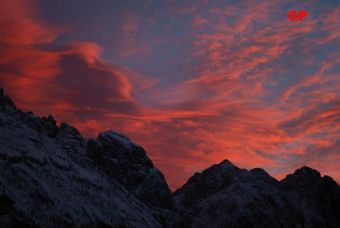 sunset on sappada mountains